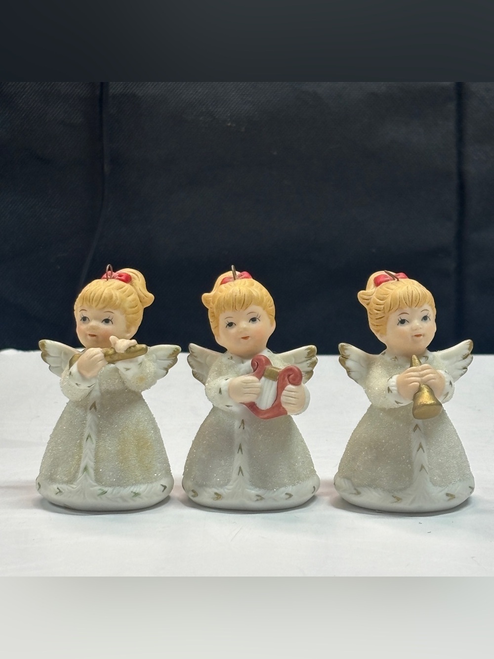 Vtg Homco Christmas Angel Band Figurines Set of 3 Porcelain Bisque